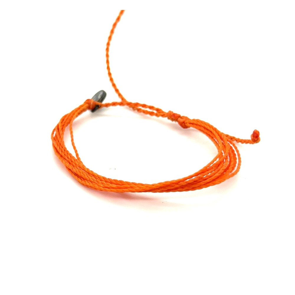 Pura Vida Original String Bracelet Solid Orange Adjustable Waxed Cord Charm
